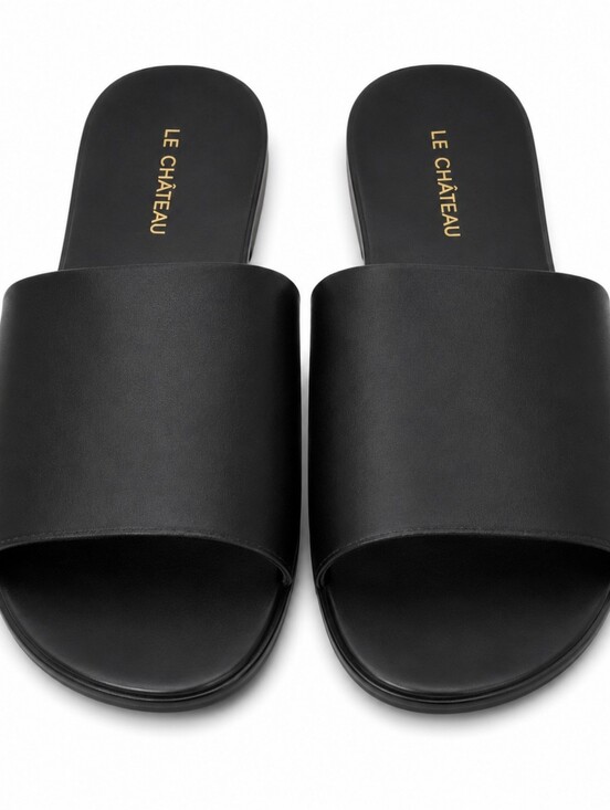 le chateau Shoes - Le Chateau Black Leather Slide Sandals Sz 8